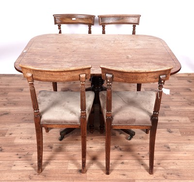 Lot 3 - A Regency inlaid mahogany breakfast table; and a set of four mahogany Regency dining chairs