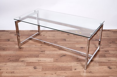 Lot 13 - A mid-20th Century style chrome and glass coffee table