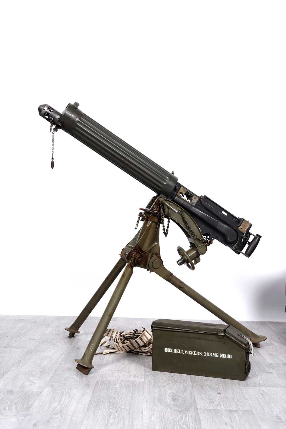 Lot 537 - A deactivated Vickers .303cal Heavy Machine Gun with tripod and travel cases