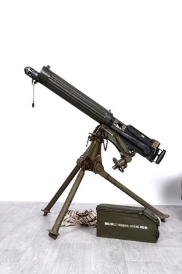 Lot 537 - A deactivated Vickers .303cal Heavy Machine Gun with tripod and travel cases