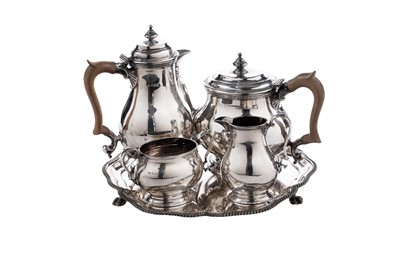 Lot 9 - A George VI silver four-piece tea set