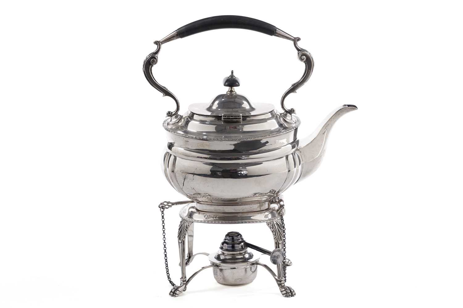 Lot 72 - A George V silver spirit kettle