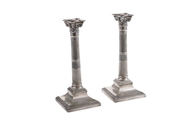 Lot 183 - A pair of Victorian silver candlesticks