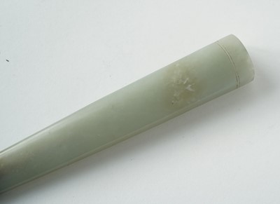 Lot 877 - A Chinese carved jade dagger and sheath; and a carved jade medallion