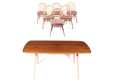 Lot 24 - Lucian Ercolani for Ercol: a model 382 elm and beech refectory table and six chairs