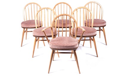 Lot 24 - Lucian Ercolani for Ercol: a model 382 elm and beech refectory table and six chairs