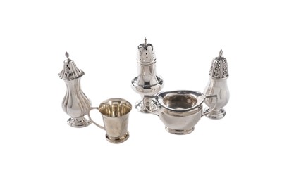 Lot 169 - An Edwardian silver twin handled sugar bowl; and other items