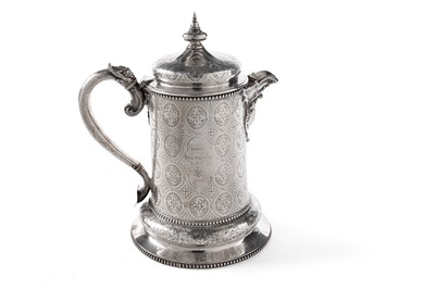 Lot 171 - A Victorian silver flagon with a cylindrical body