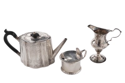 Lot 175 - A Victorian silver teapot; and other items