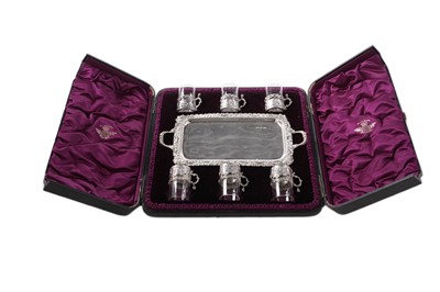 Lot 419 - A late Victorian cased silver liqueur set