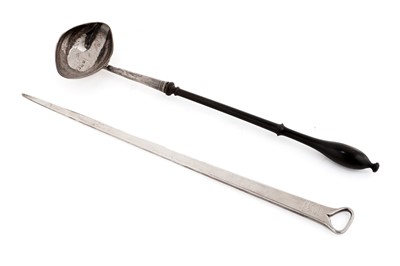 Lot 198 - A George II silver punch ladle; and a meat skewer