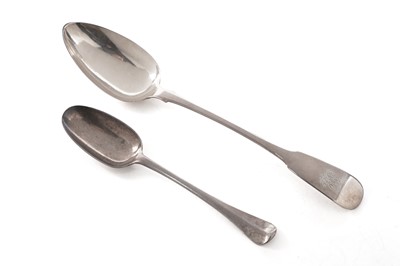 Lot 200 - A George I silver Hanoverian pattern tablespoon; and a basting spoon