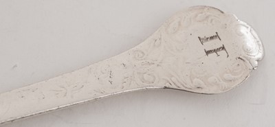 Lot 203 - A rare Charles II North Country silver lace-back trefid spoon