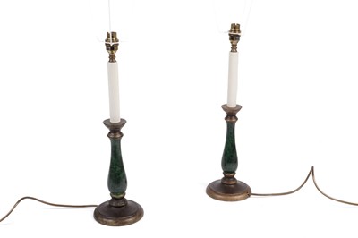 Lot 300a - A pair of modern baluster turned wood table lamps