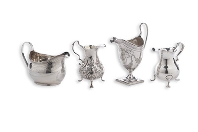 Lot 103 - Four various George II/III silver cream jugs