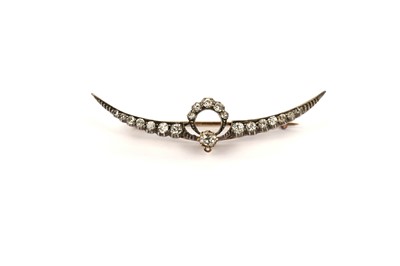 Lot 782 - A Victorian diamond crescent brooch