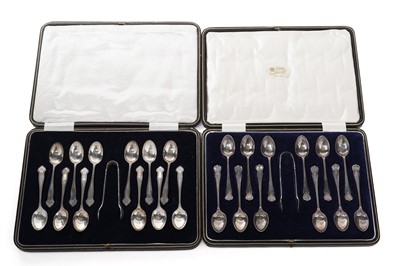 Lot 1114 - Two cased sets of silver cutlery