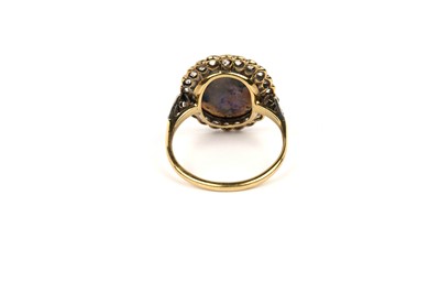 Lot 765 - A early 20th Century black-opal and diamond cluster ring