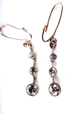 Lot 42 - A pair of diamond drop earrings