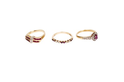 Lot 34 - Three ruby and diamond rings