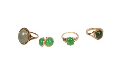 Lot 30 - A selection of jade simulant jewellery