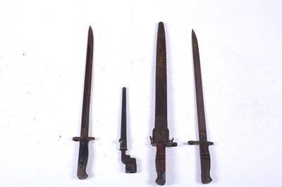 Lot 98 - Three WWI bayonets and another later