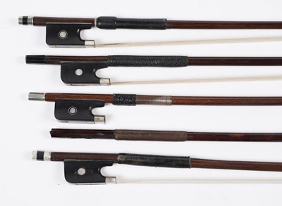 Lot 71 - Five cello bows