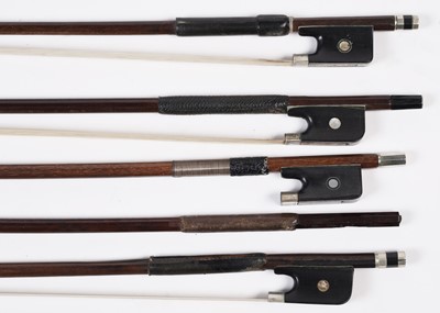 Lot 71 - Five cello bows