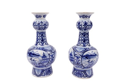 Lot 422 - A pair of 18th Century Dutch delft style vases