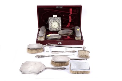 Lot 1003 - A selection of silver mounted dressing table items; and others items