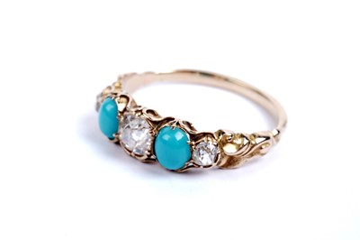 Lot 615 - A Victorian turquoise and diamond ring