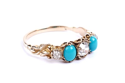 Lot 615 - A Victorian turquoise and diamond ring