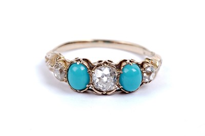 Lot 615 - A Victorian turquoise and diamond ring