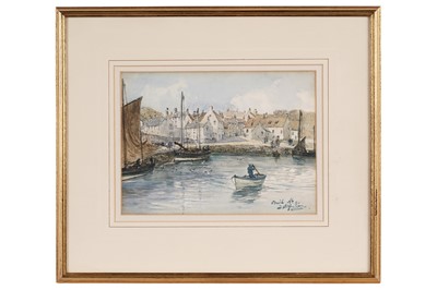 Lot 64 - Thomas Swift Hutton - Crail Harbour, Fife, Scotland | watercolour