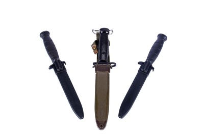 Lot 135 - A US M7 bayonet; and two Danish M96 knives