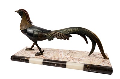 Lot 303 - An Art Deco style lacquered bronze figure of an Asiatic Pheasant