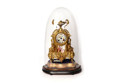 Lot 1370 - A 19th Century Continental porcelain and ormolu mantle clock