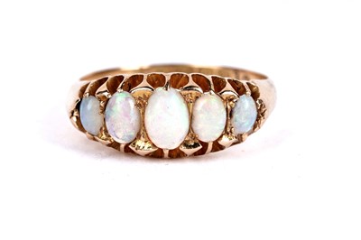 Lot 222 - A Victorian opal five-stone dress ring