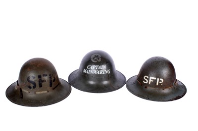 Lot 206 - Two Second World War British Fire Watcher helmets; and another