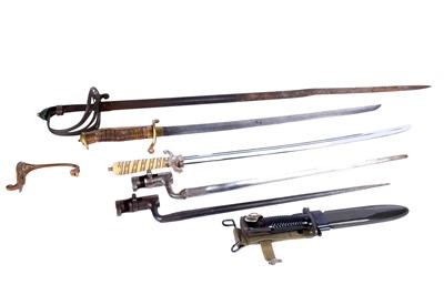 Lot 88 - A selection of knives and swords including: a Victorian 1845 pattern Infantry Officer's sword