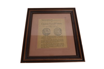 Lot 220 - A First World War British 'Lusitania' propaganda medal and ephemera, all framed