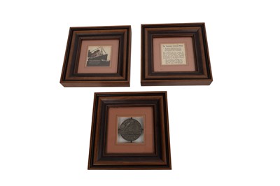 Lot 220 - A First World War British 'Lusitania' propaganda medal and ephemera, all framed