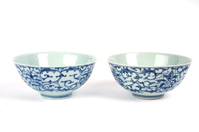 Lot 852 - A pair of provincial Chinese blue and white bowls