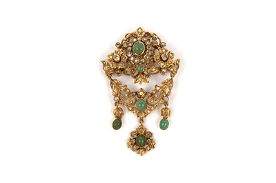 Lot 635 - A 19th Century French diamond and aventurine quartz brooch/pendant