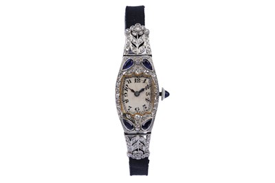 Lot 636 - Eldor Watch Co: a diamond and sapphire lady's cocktail watch