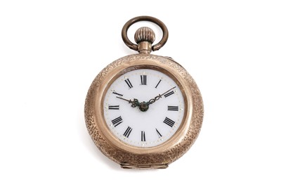 Lot 665 - A Continental rose gold open face fob pocket watch