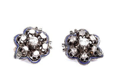 Lot 132 - A pair of 19th Century diamond earrings