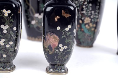 Lot 901 - A pair of Japanese cloisonne vases by Hayashi Kodenji; and five others