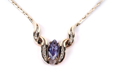 Lot 628 - A tanzanite and diamond necklace