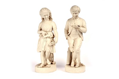 Lot 979 - A pair Copeland Parian figures 'Young England' and 'Young England's sister'